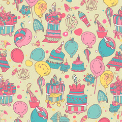 Birthday party time seamless pattern vector image