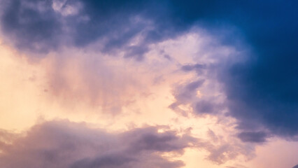 The sky was overcast and the sun was shining.