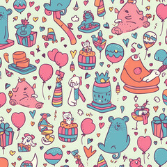 Birthday party time seamless pattern vector image