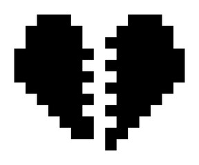 broken hearted icon logo pixel art design. sticker cartoon pixel. sadness offended concept.