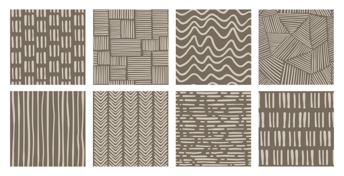 Fototapeta Abstract pattern set. Perfect abstract seamless pattern with minimalistic organic line for printing on fabric or textiles.