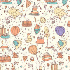 Birthday party time seamless pattern vector image