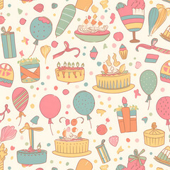 Birthday party time seamless pattern vector image