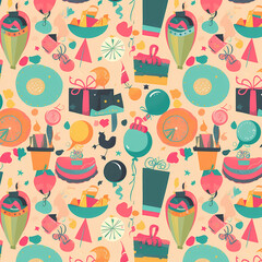 Birthday party time seamless pattern vector image