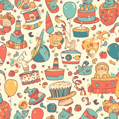 Birthday party time seamless pattern vector image