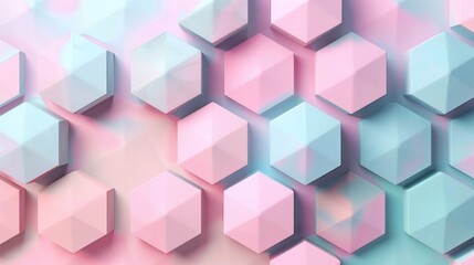 Abstract geometric seamless pattern with overlapping hexagons and pastel tones, calming and stylish