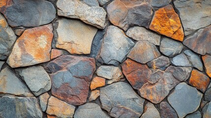 Obraz premium Close-up of a stone tile pattern with intricate textures, creating a natural and rugged tiled background.