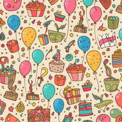 Birthday party time seamless pattern vector image