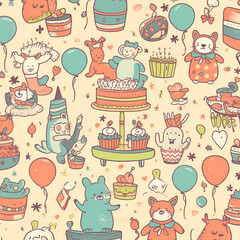 Birthday party time seamless pattern vector image