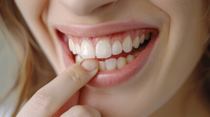 Naklejka premium woman feel toothache from gingivitis, female suffer tooth, decay problems, dental care. sensitive tooth, decay problem, bad breath, Gingival Recession, Oral Hygiene instruction