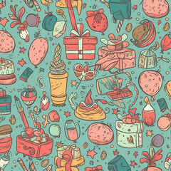 Birthday party time seamless pattern vector image