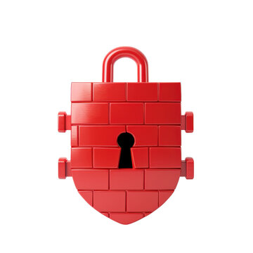 A red padlock made of brick, symbolizing strong and secure protection.