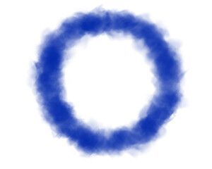 Fog or smoke. Blue ring of smog cloud on isolated transparent special effect.  Smoke cloud as ring, magic haze. Blue smoke rings from cigarette, pipe or vape. Realistic circle of steam clouds of smoki