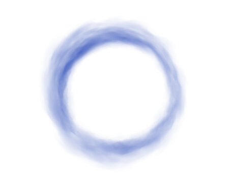Fog or smoke. Blue ring of smog cloud on isolated transparent special effect.  Smoke cloud as ring, magic haze. Blue smoke rings from cigarette, pipe or vape. Realistic circle of steam clouds of smoki