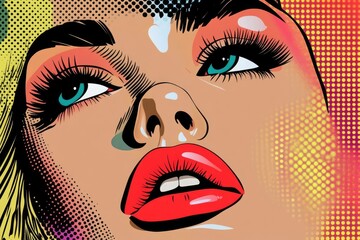 Close-up of a Woman's Face in a Pop Art Style
