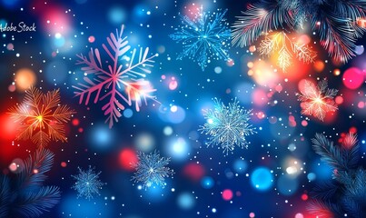 The wallpaper features snowflakes, circles, and glowing elements.