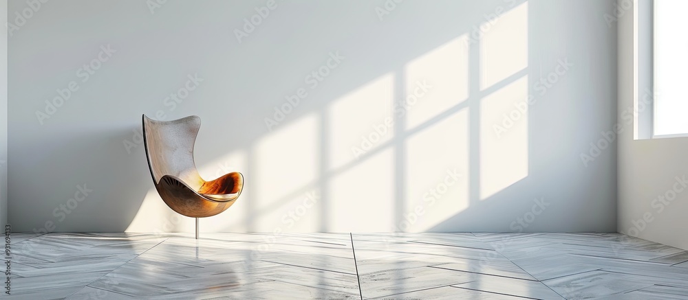Aufkleber Minimalist interior design of an empty room featuring fishbone flooring. with copy space image. Place for adding text or design