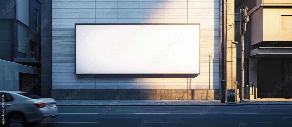 Aufkleber Large empty billboard on a street wall banners that allow you to add your own text. with copy space image. Place for adding text or design