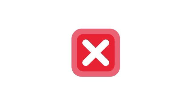 Red cross mark. Cross Sign on a white Screen. Grunch Wrong Symbol. Incorrect Sign. 4K