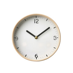 Simple analog clock with white face, black hands, and beige frame.  Time is 2:15.