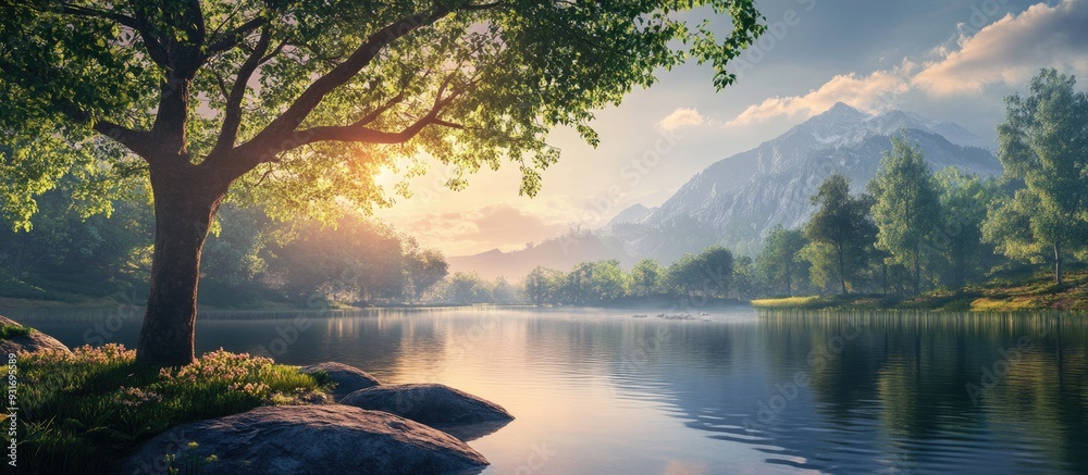Poster lovely scenery during a break. with copy space image. Place for adding text or design