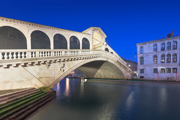 Venice, Italy at the Rialto Bridge over the Grand Canal