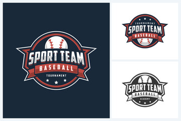 Obraz premium Baseball logo sport design template, baseball sport emblem vector, baseball tournament logo badge design vector illustration