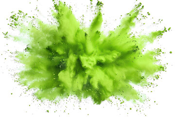 dynamic burst of vibrant green powder explosion