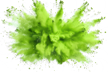dynamic burst of vibrant green powder explosion