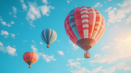 Obraz premium Colorful_hot_air_balloons_against_blue_sky