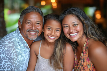 Obraz premium Happy Hispanic Family Smiling With White Teeth
