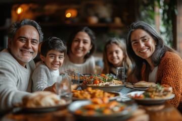 Happy Spanish Family Dinner