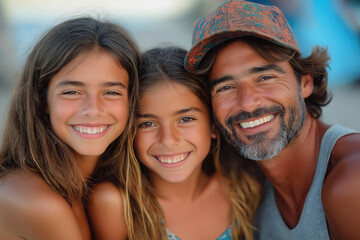 Fototapeta premium Happy Spanish Family On The Beach