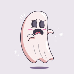 Sad Ghost Cartoon Vector Illustration