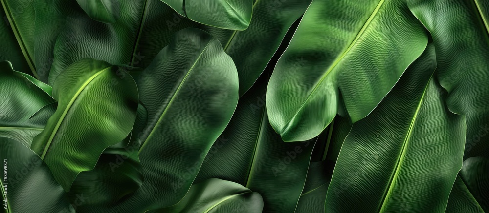 Aufkleber Banana leaf form Banana leaf pattern. with copy space image. Place for adding text or design