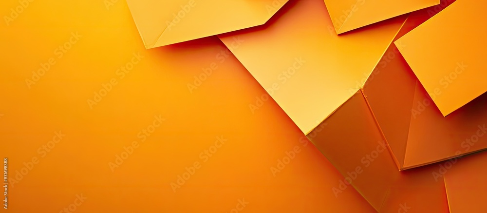 Aufkleber Abstract geometric shape on an orange paper background. with copy space image. Place for adding text or design