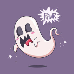 Scary Ghost Vector Cartoon Illustration