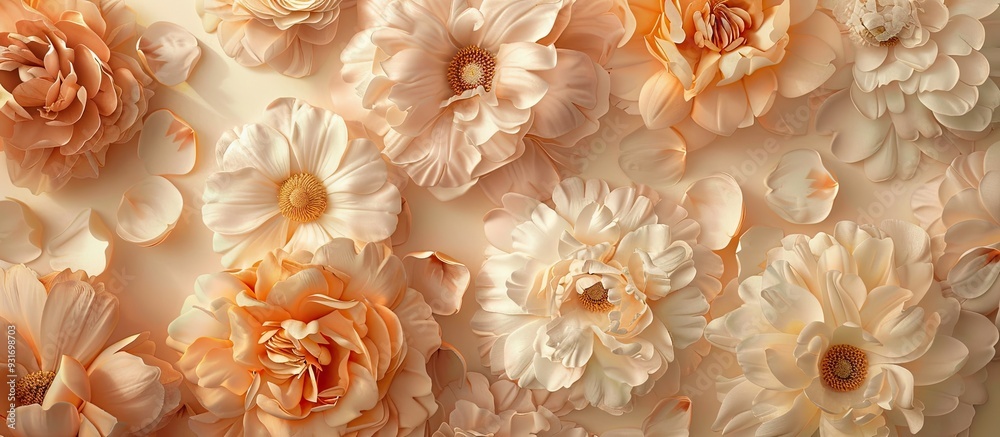 Poster lovely flowers against a beige background. with copy space image. place for adding text or design
