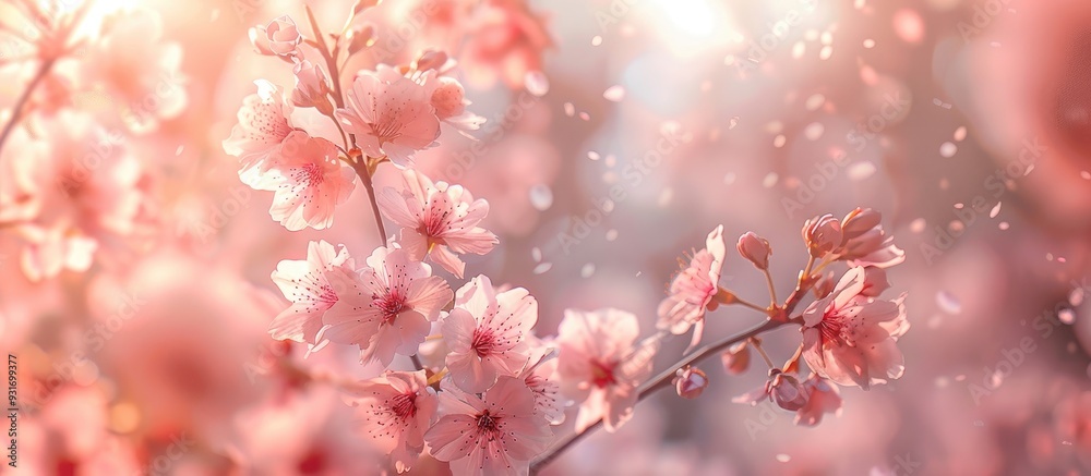 Poster cherry blossoms in spring for a background or copyspace for text