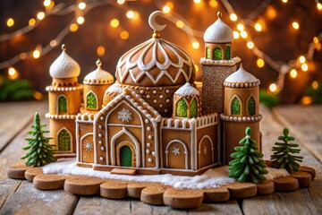 Obraz premium Gingerbread house in arabic style. national holiday