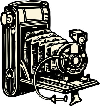 vintage camera illustration on transparent background