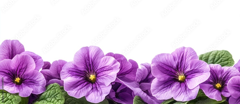 Poster Purple primrose blossoms. with copy space image. Place for adding text or design