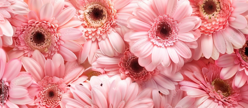 Poster pink gerbera bloom. with copy space image. place for adding text or design