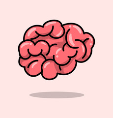 Pink cartoon brain with black outline, suitable for educational materials, mental health awareness campaigns, science themed designs, and medical illustrations.