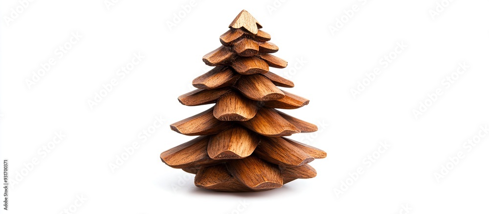 Poster wooden christmas tree christmas tree ornament isolated on a white background high quality photo. wit