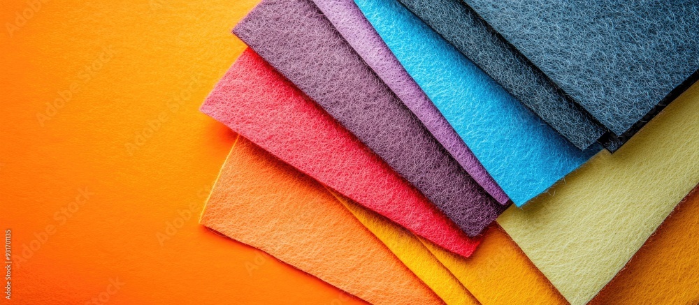 Aufkleber Top view shot of multicolored felt sheets with copy space