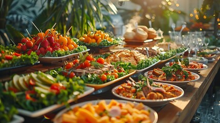 catering food buffet on table : Generative AI