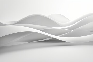 Naklejka premium Abstract White Background, Smooth Wavy Lines, Minimalistic Design, 3D Render Illustration