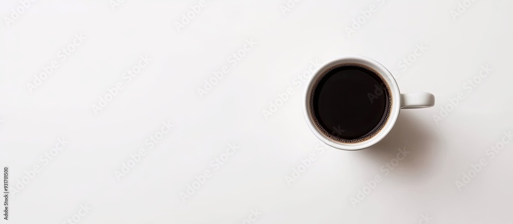 Aufkleber A cup of black coffee set against a white background viewed from above. with copy space image. Place for adding text or design