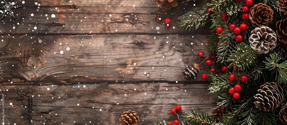 Poster christmas and new year noel background rustic wood style copy space for text
